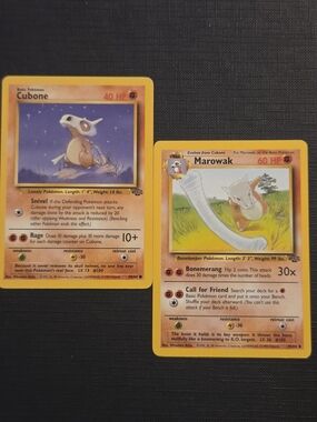 Pokemon Jungle Set 1999: CUBONE #50 + MAROWAK #39 Trading Cards (Set of 2)